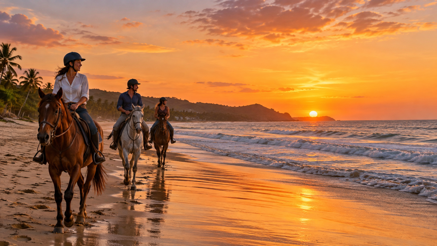 Cabalgata al atardecer en la costa de Oaxaca