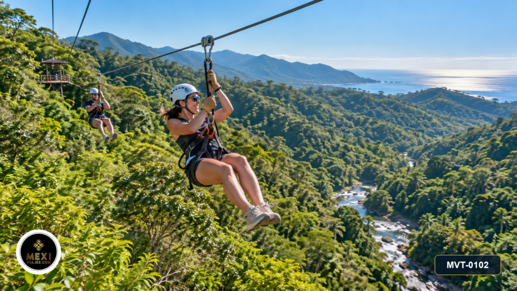 Tirolesas y paseo en mula en Canopy River